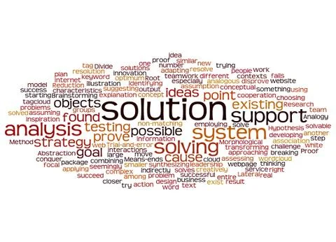 Word cloud of solution and its related words Stockillustratie
