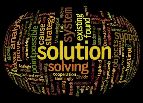 Word cloud of solution and its related words Illustrazione stock