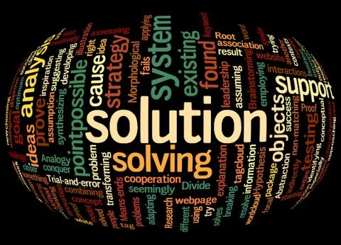 Word cloud of solution and its related words イラスト素材