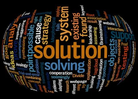 Word cloud of solution and its related words イラスト素材