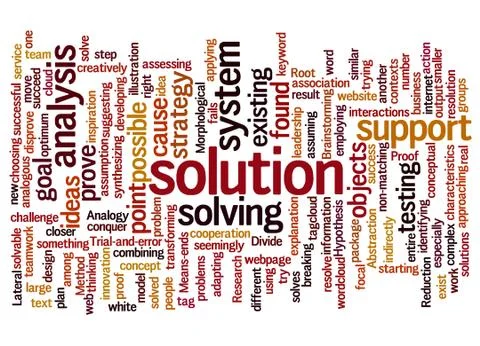 Word cloud of solution and its related words Stockillustratie