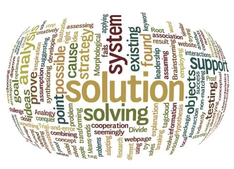 Word cloud of solution and its related words Illustrazione stock
