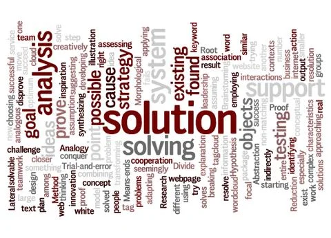 Word cloud of solution and its related words Stockillustratie