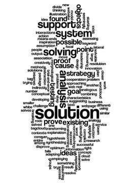 Word cloud of solution and its related words Illustrazione stock