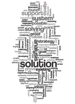 Word cloud of solution and its related words Stockillustratie
