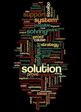 Word cloud of solution and its related words Stock Illustration