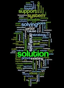 Word cloud of solution and its related words イラスト素材