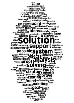 Word cloud of solution and its related words Stockillustratie