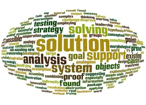 Word cloud of solution and its related words Stockillustratie