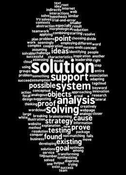 Word cloud of solution and its related words Illustrazione stock