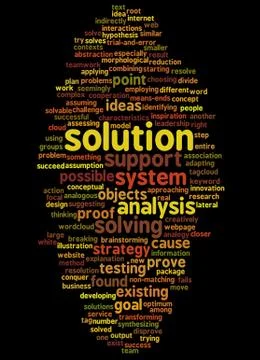 Word cloud of solution and its related words Illustrazione stock