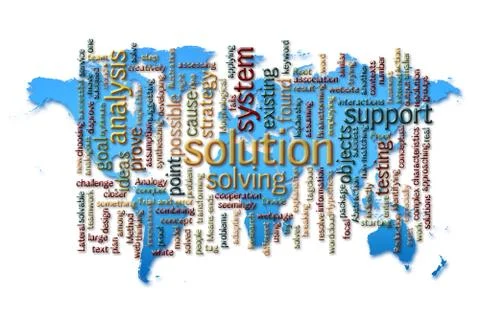 Word Cloud of solution with world map background イラスト素材
