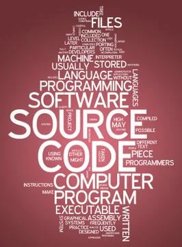 Word cloud source code Stock Illustration
