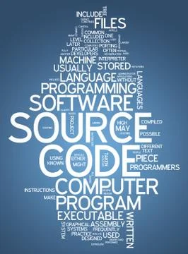 Word cloud source code Stock Illustration