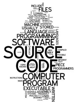 Word cloud source code Stock Illustration