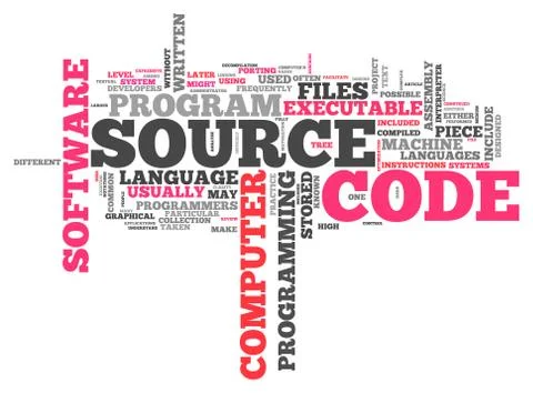 Word cloud source code Stock Illustration