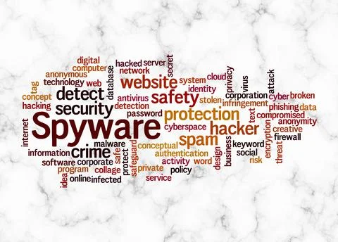 Word Cloud with SPYWARE concept create with text only Stock Illustration