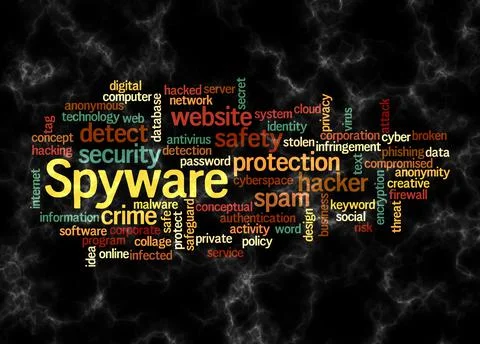 Word Cloud with SPYWARE concept create with text only Stock Illustration