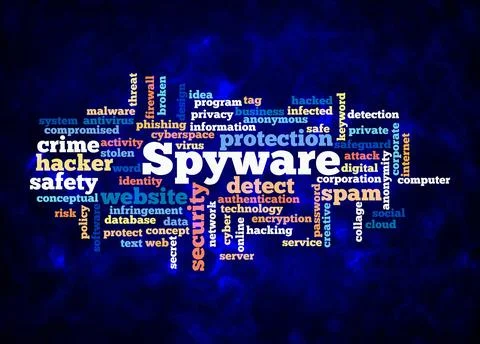 Word Cloud with SPYWARE concept create with text only Stock Illustration