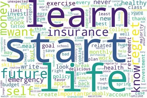 Word cloud of start concept on white background. Stock Illustration