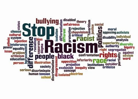 Word Cloud with STOP RACISM concept create with text only Stock Illustration