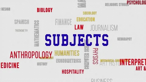 Word Cloud SUBJECTS Alpha Blue Red Green Side Video stock 291713434