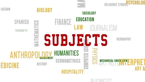 Word Cloud SUBJECTS WHITE Red Green Yellow Side 스톡 동영상 291713349
