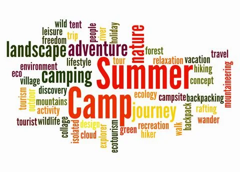 Word Cloud with SUMMER CAMP concept create with text only Stock Illustration