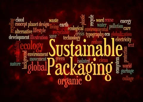 Word Cloud with SUSTAINABLE PACKAGING concept create with text only Stock Illustration