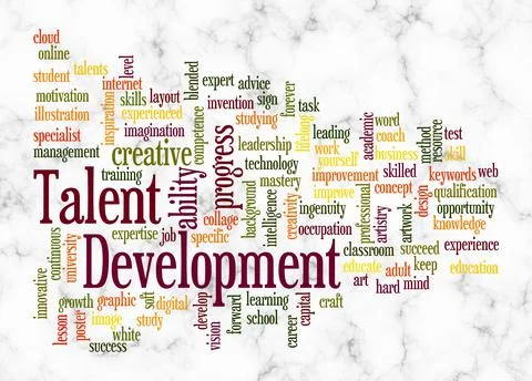 Word Cloud with TALENT DEVELOPMENT concept create with text only Stock Illustration