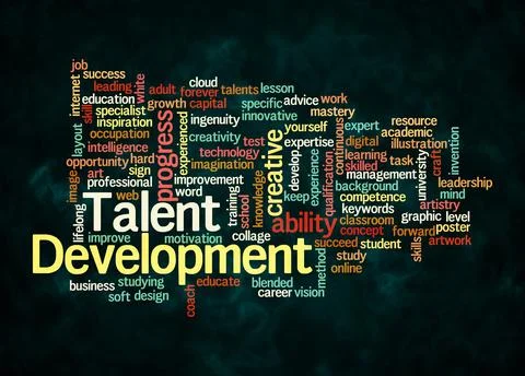 Word Cloud with TALENT DEVELOPMENT concept create with text only Stock Illustration