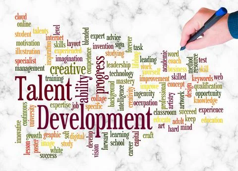 Word Cloud with TALENT DEVELOPMENT concept create with text only Stock Photos
