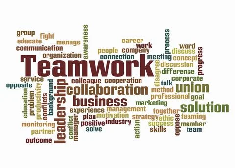 Word Cloud with TEAMWORK concept create with text only Stock Illustration