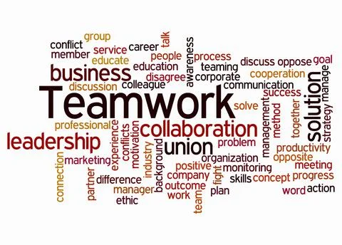Word Cloud with TEAMWORK concept create with text only Stock Illustration