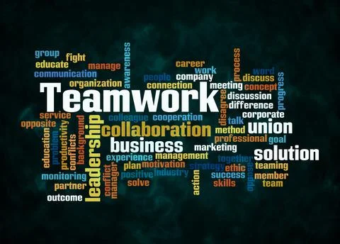Word Cloud with TEAMWORK concept create with text only Stock Illustration