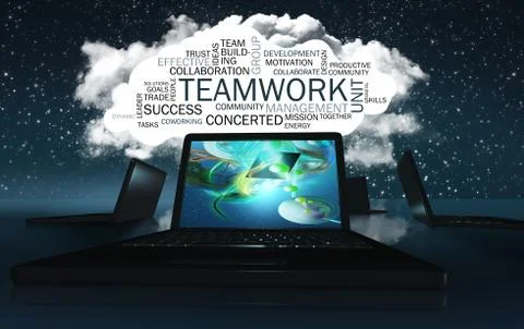Word cloud with teamwork Illustrazione stock