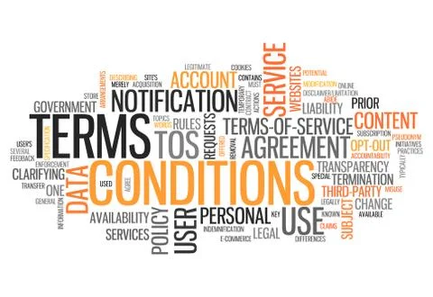 Word cloud terms and conditions Stock Illustration