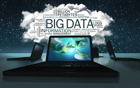 Word cloud with terms of big data Stockillustratie