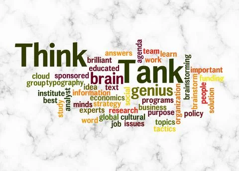 Word Cloud with THINK TANK concept create with text only Stock Illustration