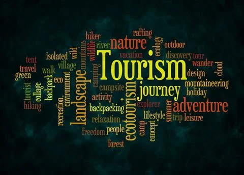 Word Cloud with TOURISM concept create with text only Illustrazione stock