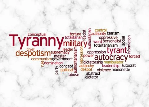 Word Cloud with TYRANNY concept create with text only Stock Illustration