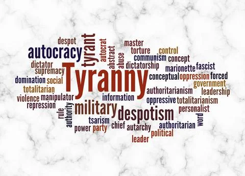 Word Cloud with TYRANNY concept create with text only Stock Illustration