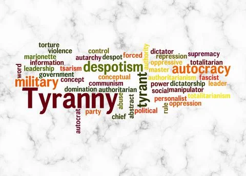 Word Cloud with TYRANNY concept create with text only Stock Illustration