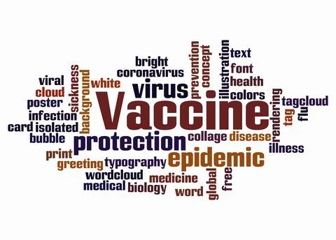 Word Cloud with VACCINE concept create with text only Stock Illustration