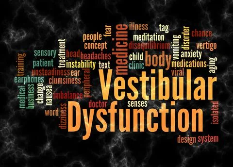 Word Cloud with VESTIBULAR DYSFUNCTION concept create with text only Illustrazione stock