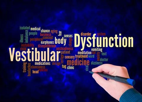 Word Cloud with VESTIBULAR DYSFUNCTION concept create with text only Illustrazione stock