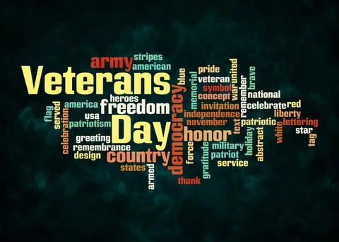 Word Cloud with VETERANS DAY concept create with text only Stock Illustration