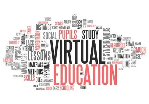 Word Cloud Virtual Education Stock Illustration