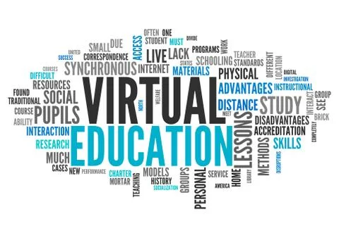 Word Cloud Virtual Education Stock Illustration