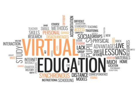 Word Cloud Virtual Education Stock Illustration